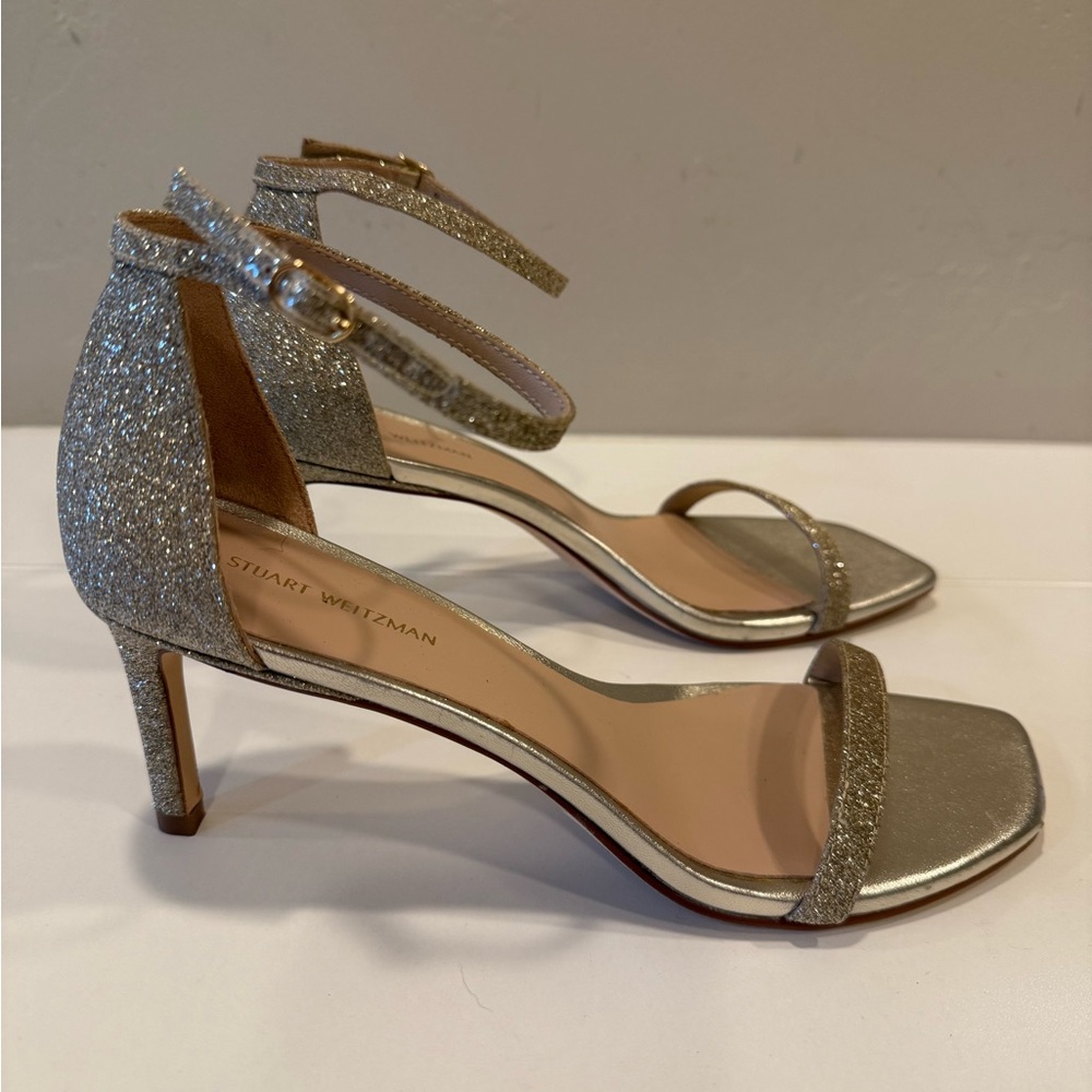Stuart Weitzman Gold Glitter Heels